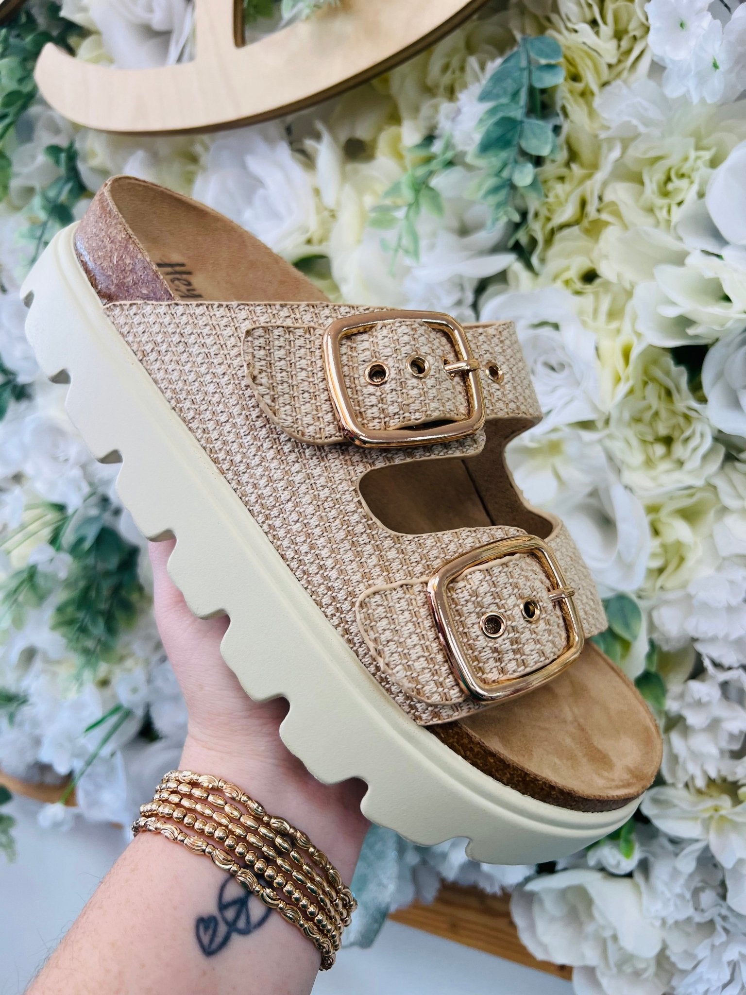 Corkys Rumor Has It Ivory Double Buckle Platform Sandals - A'Bekah's Boutique