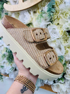 Corkys Rumor Has It Ivory Double Buckle Platform Sandals - A'Bekah's Boutique