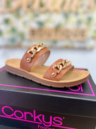 Corkys Seeing Double Cognac Double Strap Sandals - A'Bekah's Boutique