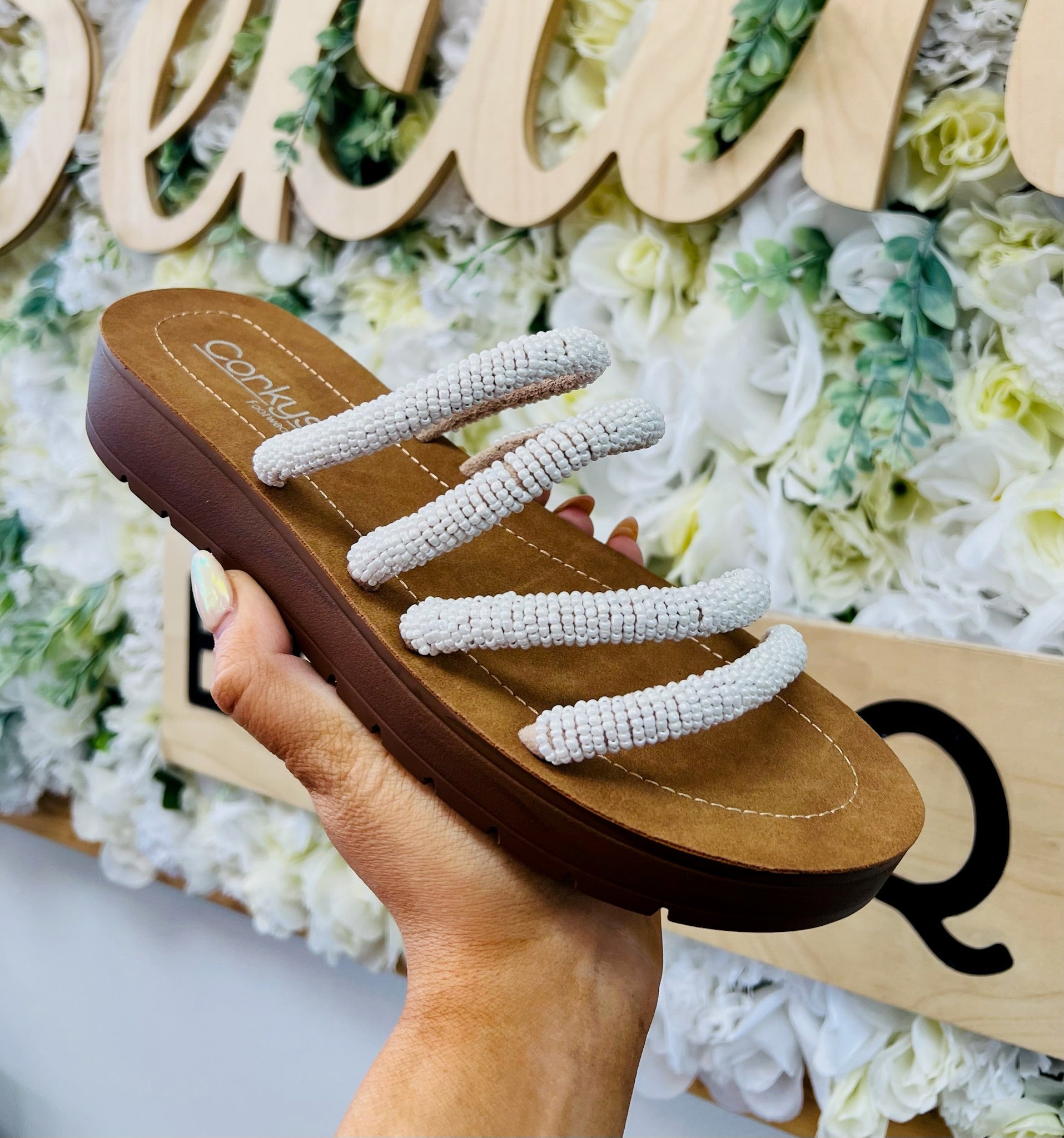 Corkys Striptease Ivory Strappy Platform Sandals - A'Bekah's Boutique