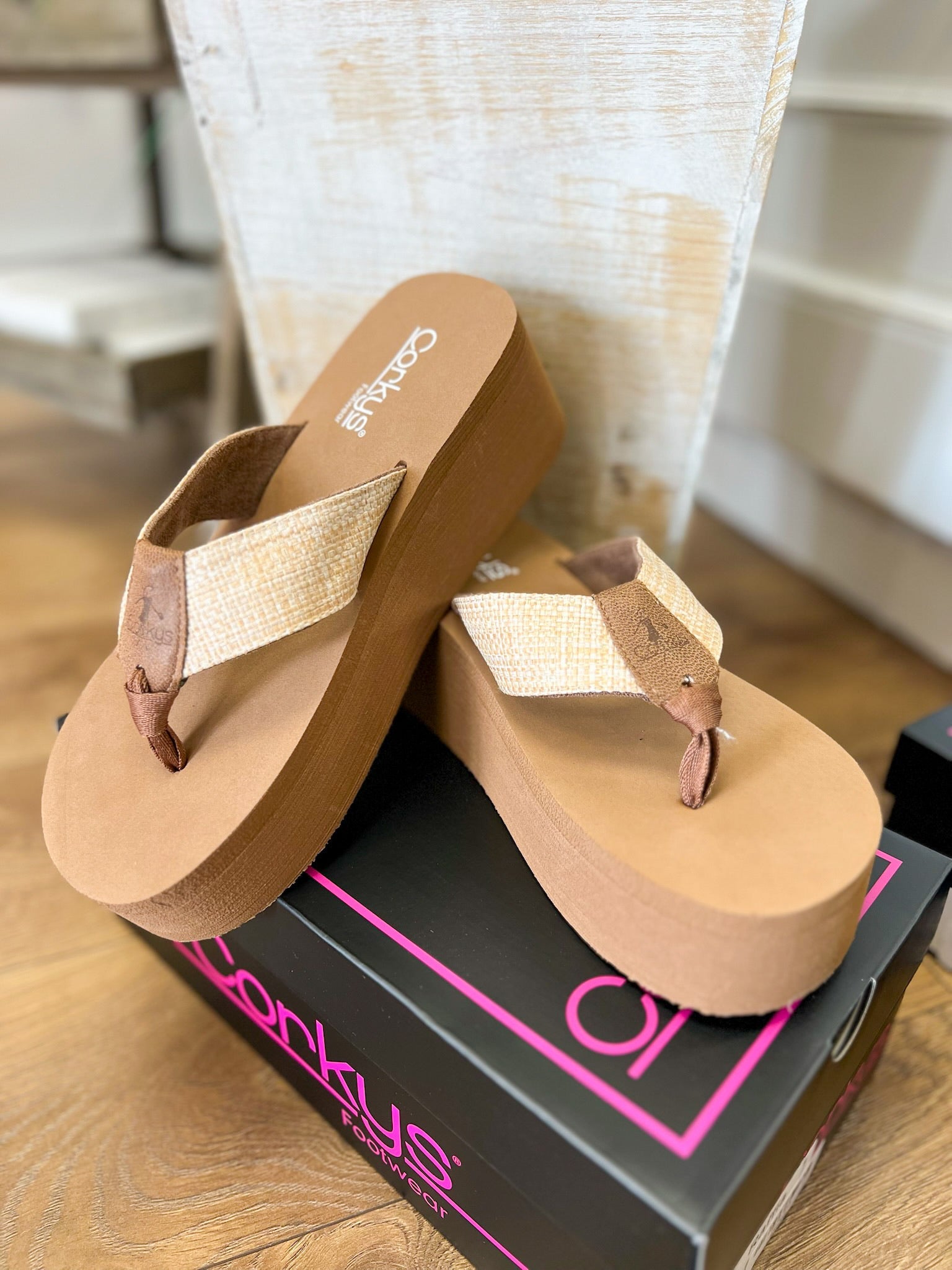 Corkys Take a Dip Raffia Platform Flip Flops - A'Bekah's Boutique