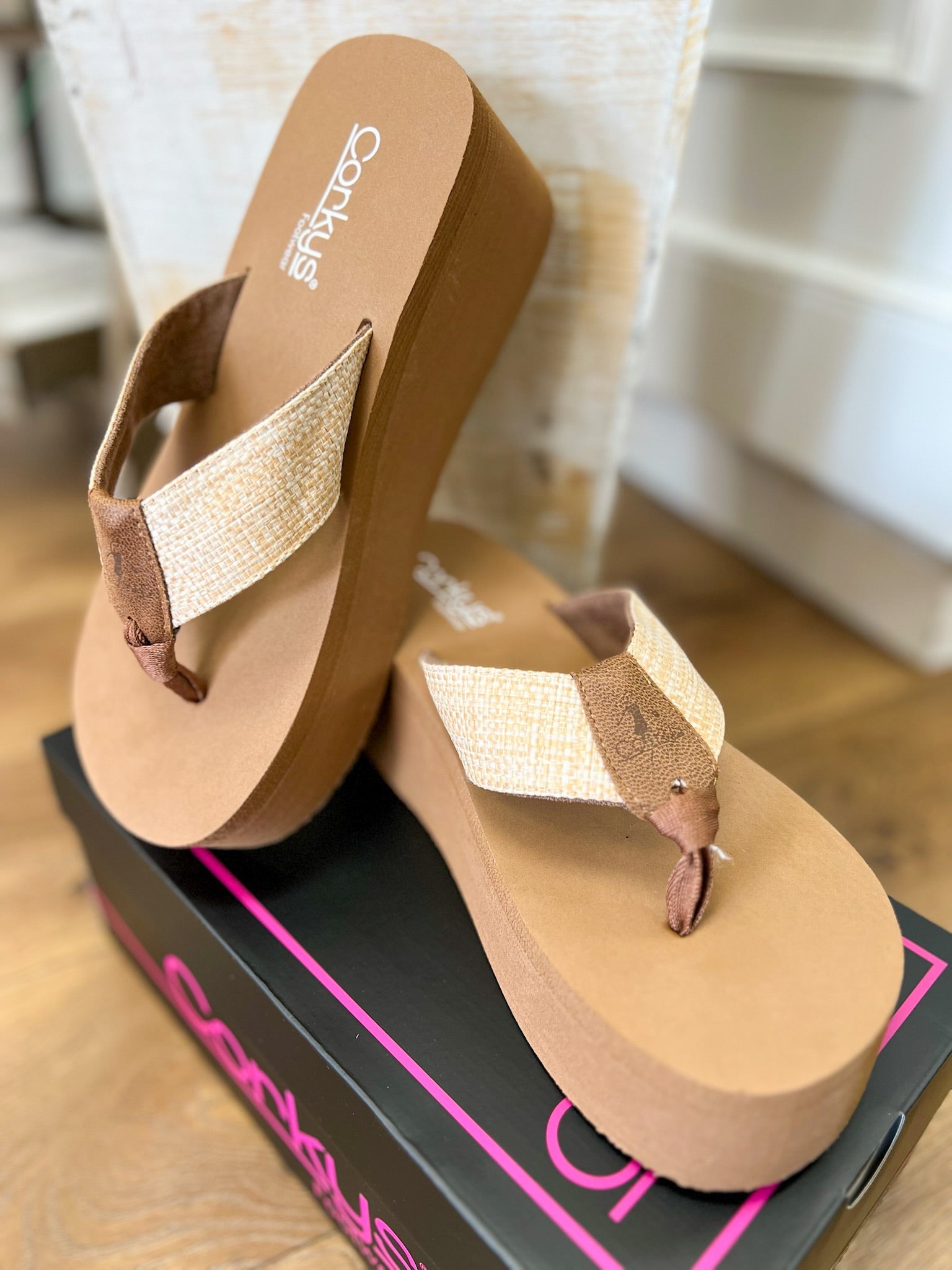 Corkys Take a Dip Raffia Platform Flip Flops - A'Bekah's Boutique