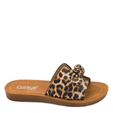 Corkys Too Cute Leopard Slip On Sandals with Bow - A'Bekah's Boutique