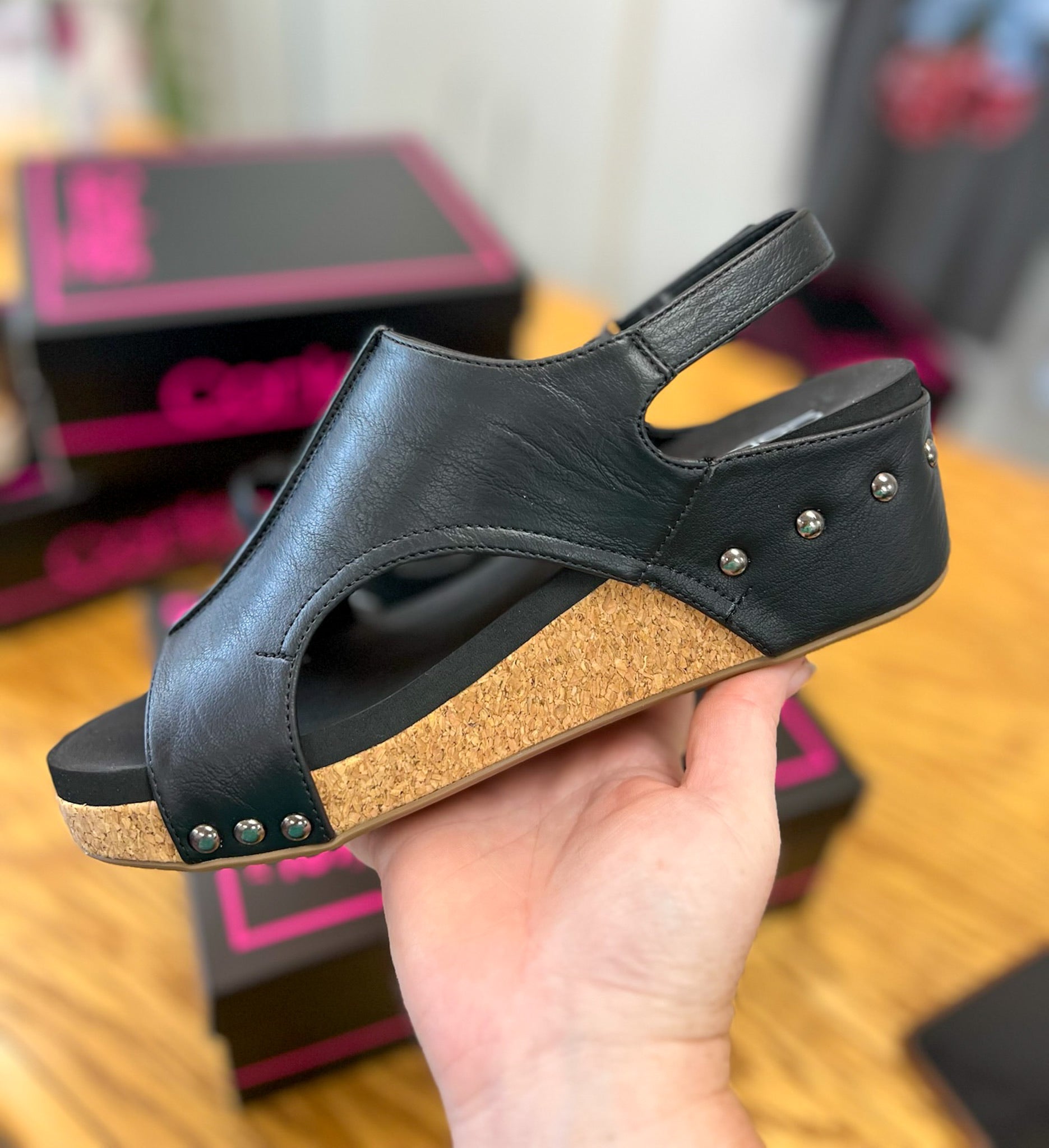 Corkys Volta II Black Smooth Wedges - A'Bekah's Boutique