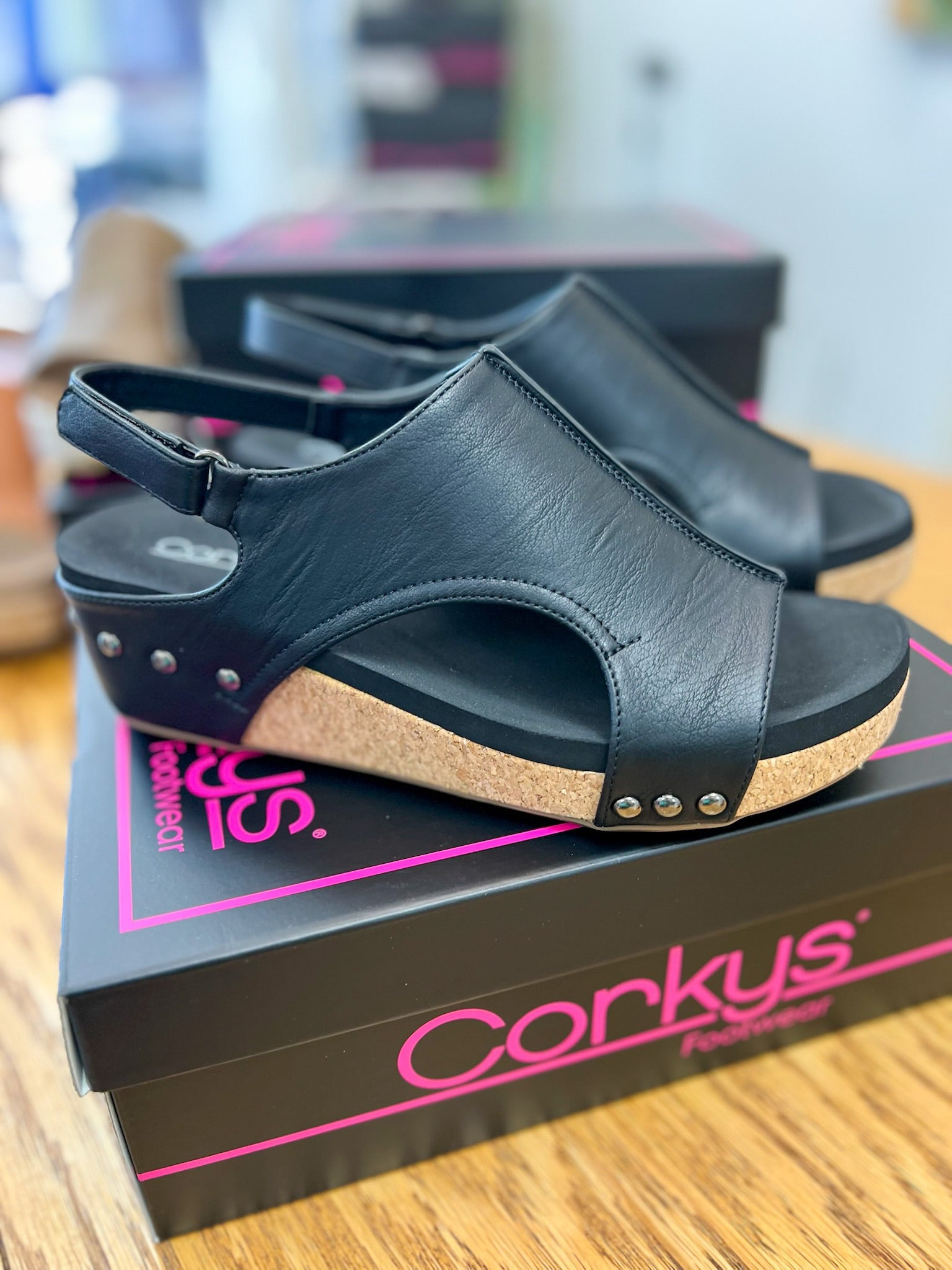 Corkys Volta II Black Smooth Wedges - A'Bekah's Boutique