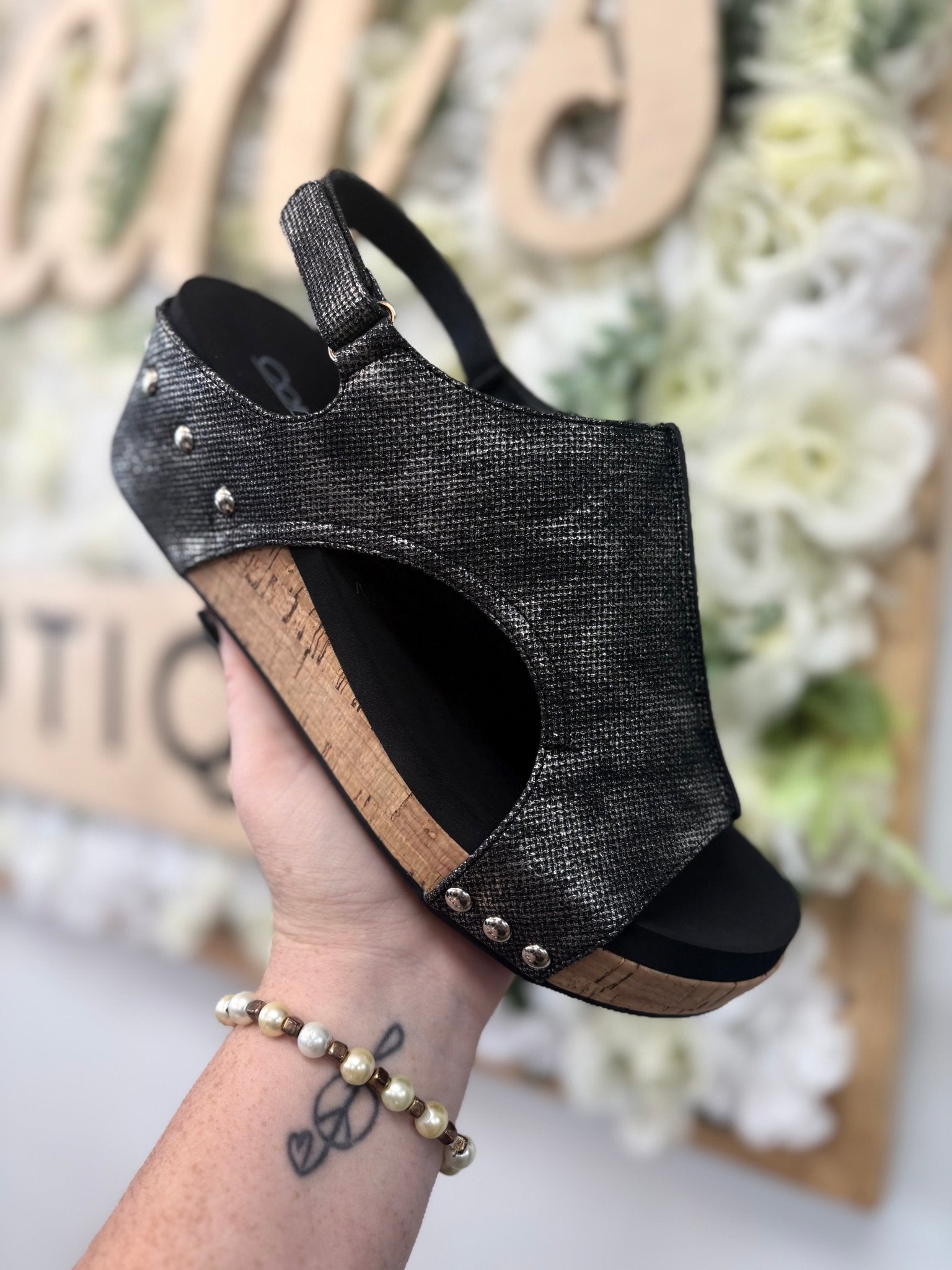 Corkys Volta II Black Texture Wedges - A'Bekah's Boutique