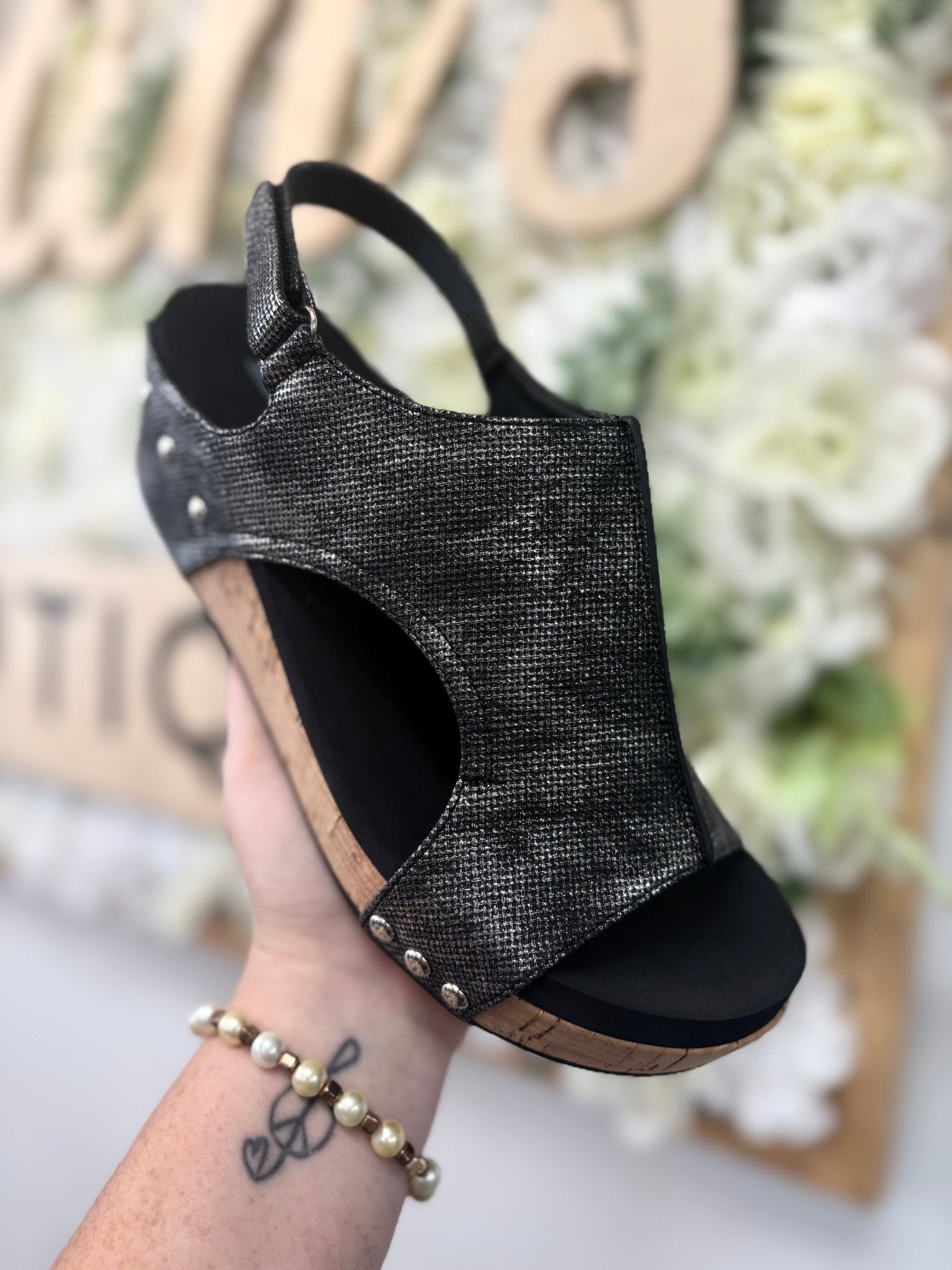 Corkys Volta II Black Texture Wedges - A'Bekah's Boutique