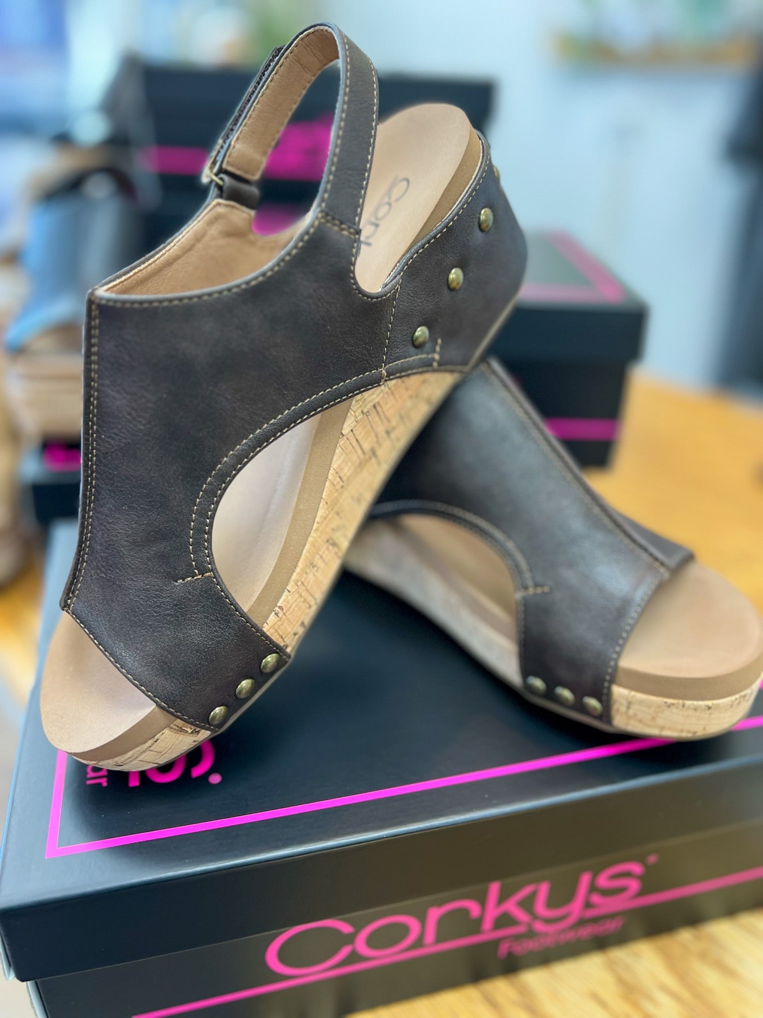 Corkys Volta II Chocolate Smooth Wedges - A'Bekah's Boutique