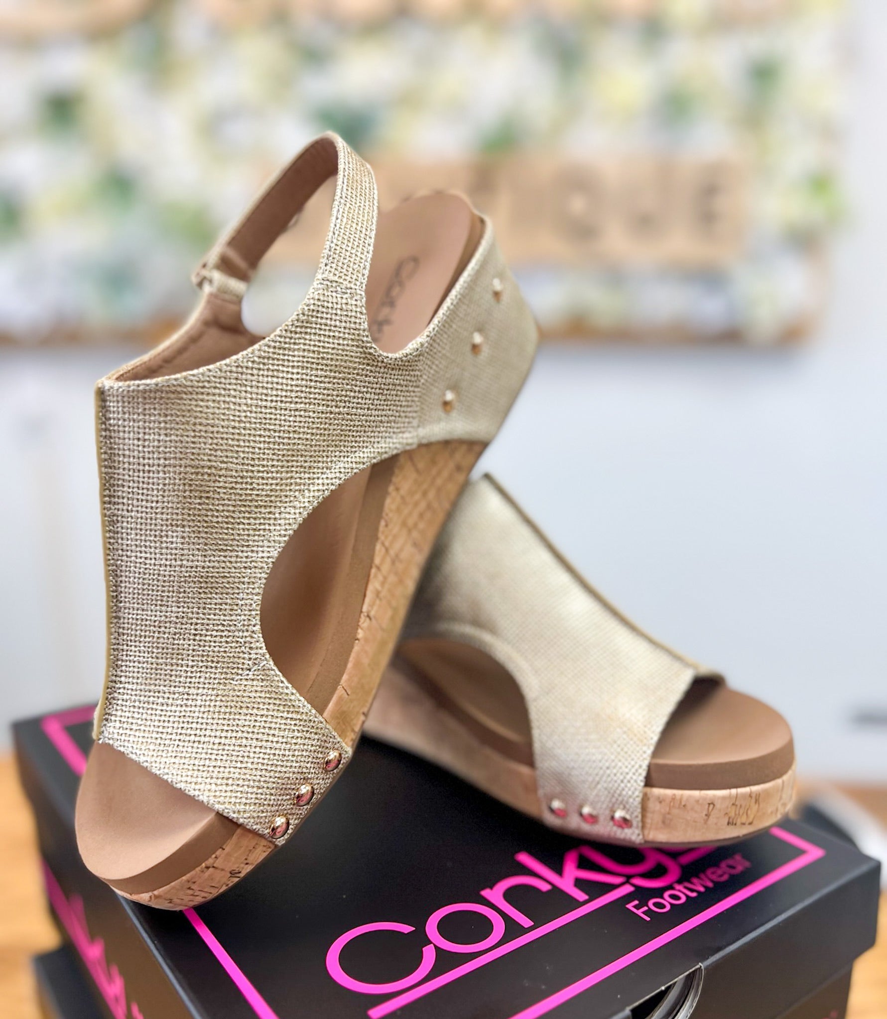 Corkys Volta II Gold Texture Wedges - A'Bekah's Boutique
