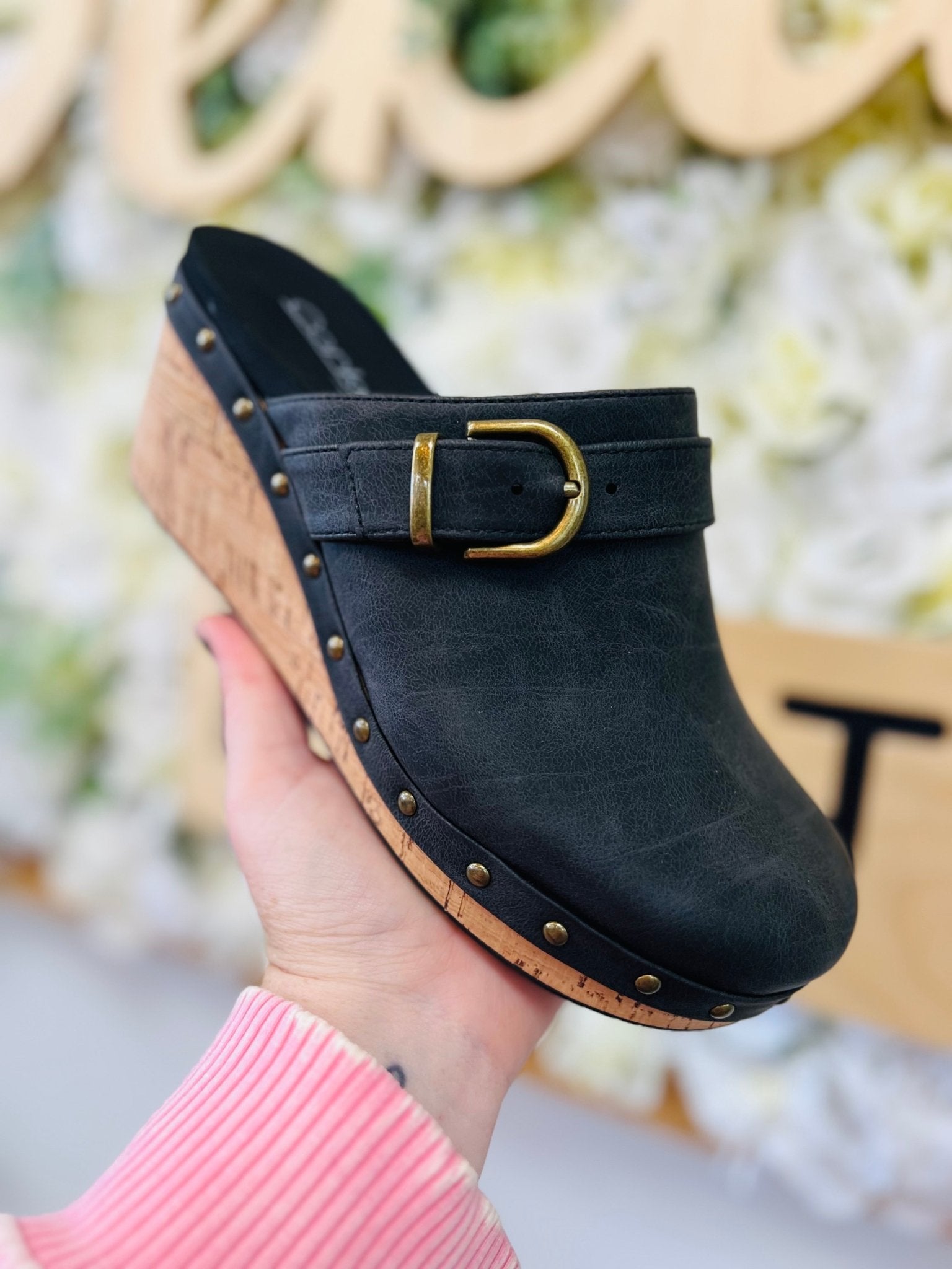 Corkys Who Knew Black Faux Leather Slip On Wedge - A'Bekah's Boutique