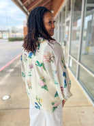 Cream Floral Long Sleeve Button Up Top (C) - A'Bekah's Boutique