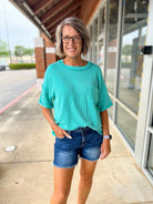 Dark Denim Mid Rise Shorts with Frayed Hem 4.5" Inseam - A'Bekah's Boutique