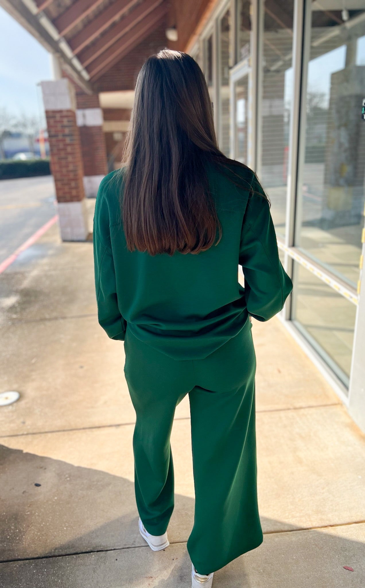 Dark Green Scuba Long Sleeve Pant Set - A'Bekah's Boutique