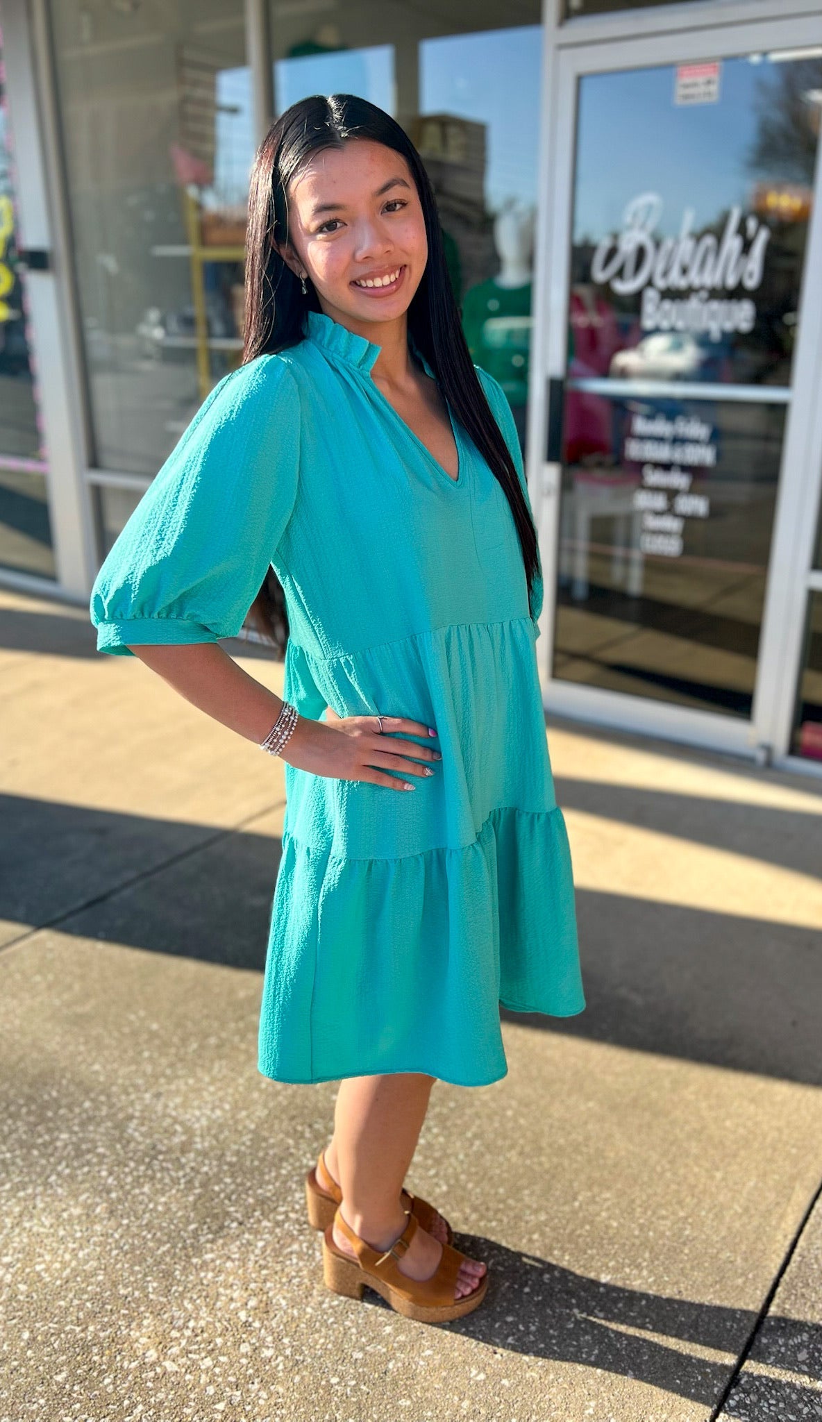 Don't Let Me Down Aqua Dress - A'Bekah's Boutique