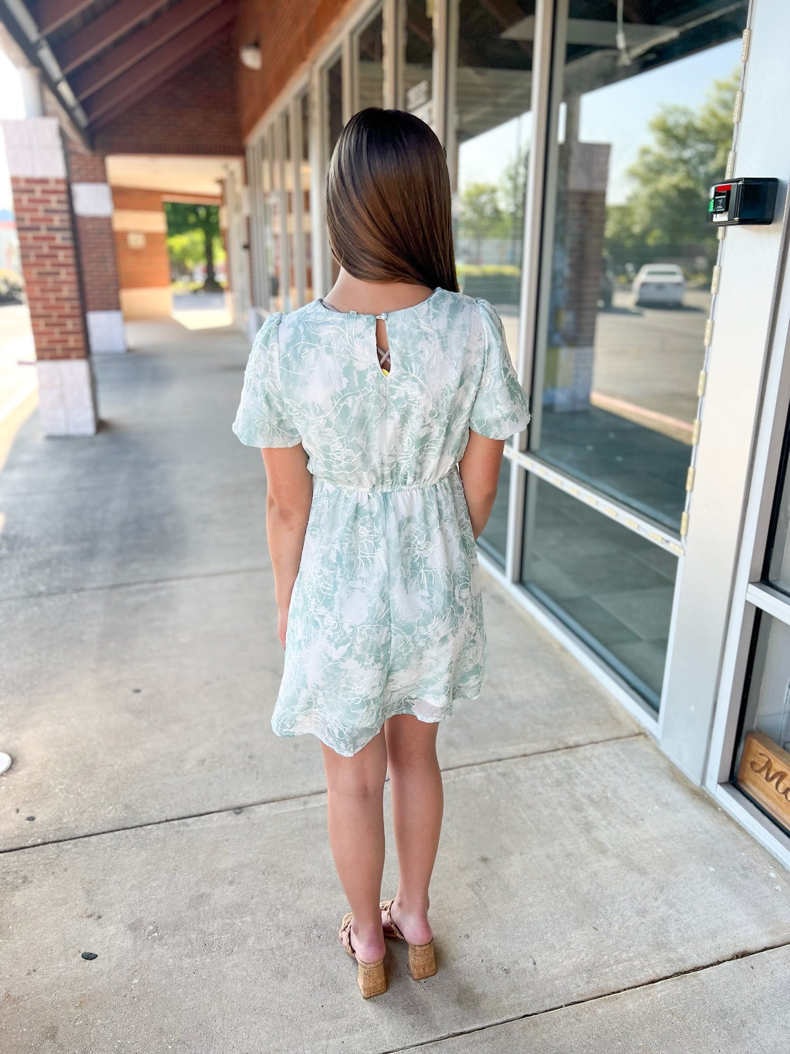 Don't Tell Girls Green Floral Dress with Short Puff Sleeves - A'Bekah's Boutique