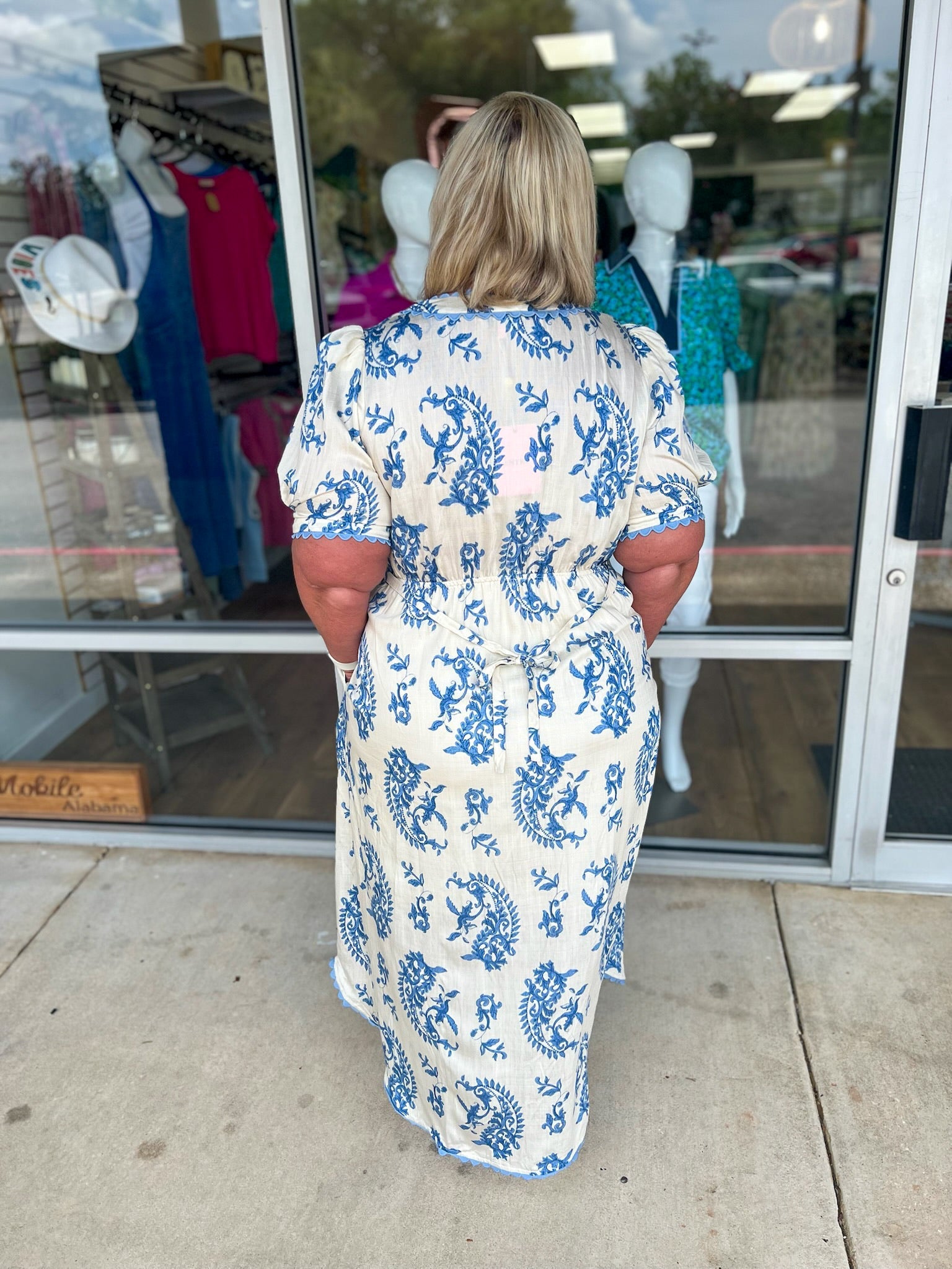 Don't Throw It Away Blue Paisley Midi Dress (C) - A'Bekah's Boutique