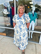Don't Throw It Away Blue Paisley Midi Dress (C) - A'Bekah's Boutique