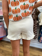 Ecru High Waist Ruffle Hem Skort - A'Bekah's Boutique