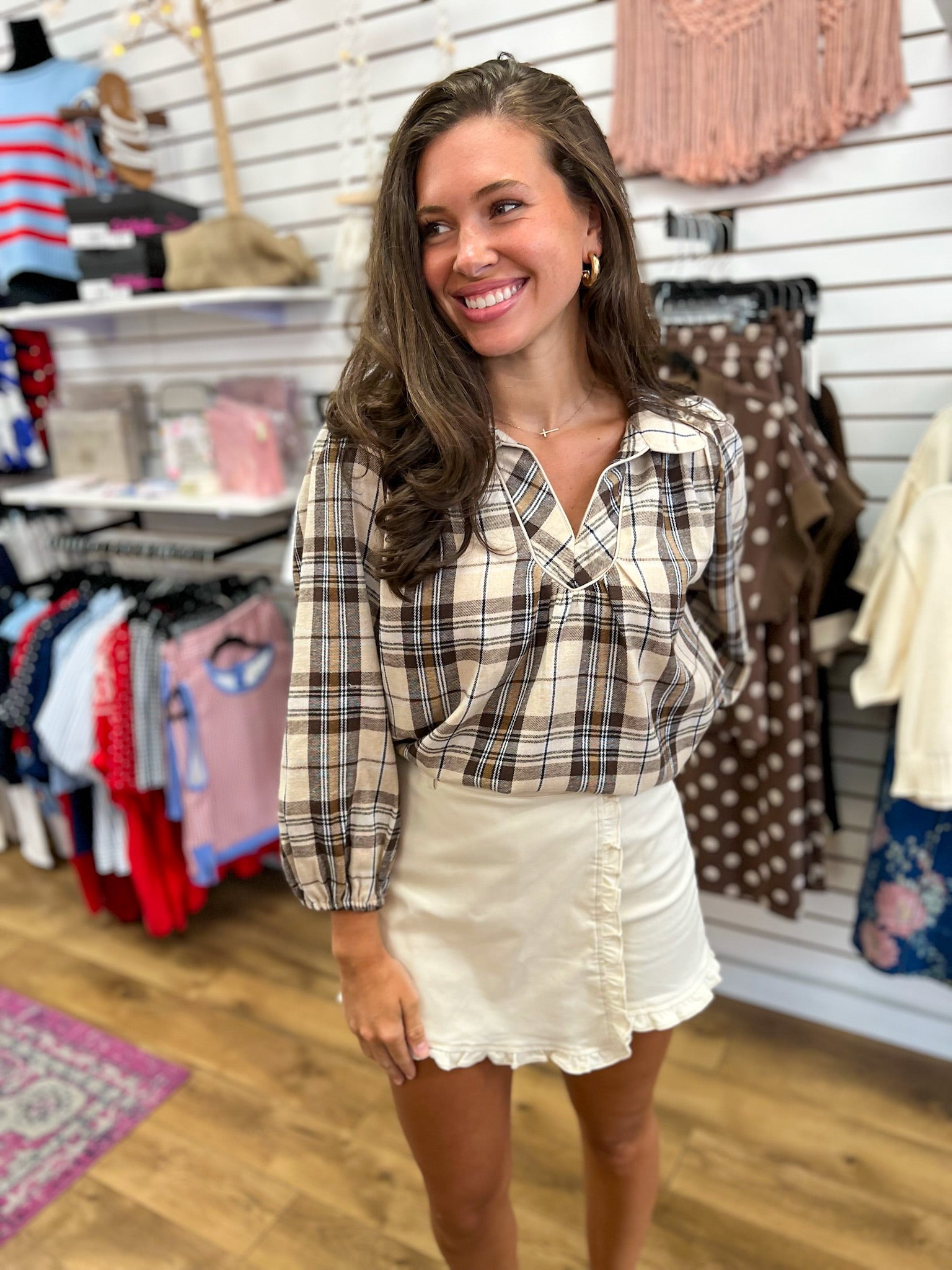 Ecru High Waist Ruffle Hem Skort - A'Bekah's Boutique