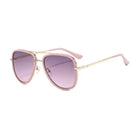 LULU MAC pink aviator sunglasses with gold metal frames and gradient purple lenses