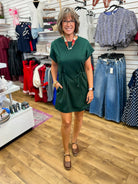 Evergreen Luxe Knit Dress with Drawstring Waist - A'Bekah's Boutique