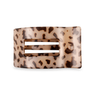 Medium flat rectangle hair clip in blonde tortoise leopard print pattern