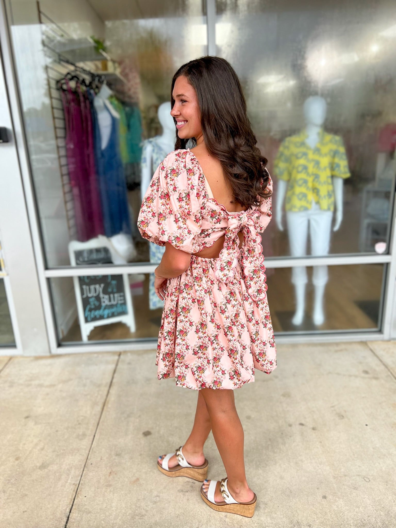 Feeling Fancy Light Coral Floral Bubble Dress - A'Bekah's Boutique