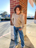 Feeling Fun Girls Taupe Ribbed Long Sleeve Top - A'Bekah's Boutique