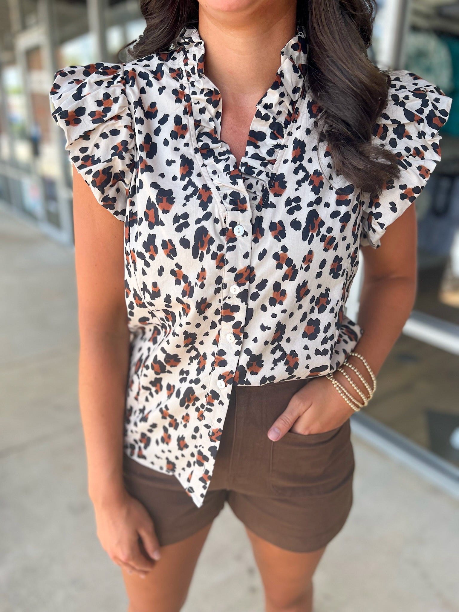 Feeling So Free Ecru Animal Print Button Up Top - A'Bekah's Boutique