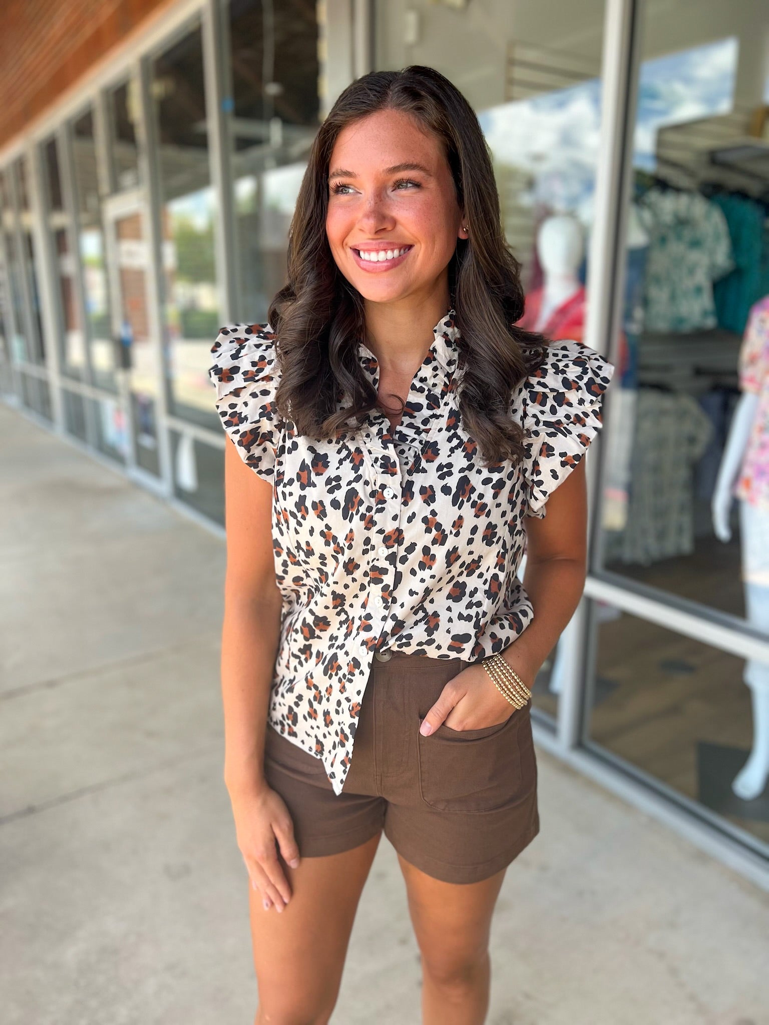Feeling So Free Ecru Animal Print Button Up Top - A'Bekah's Boutique