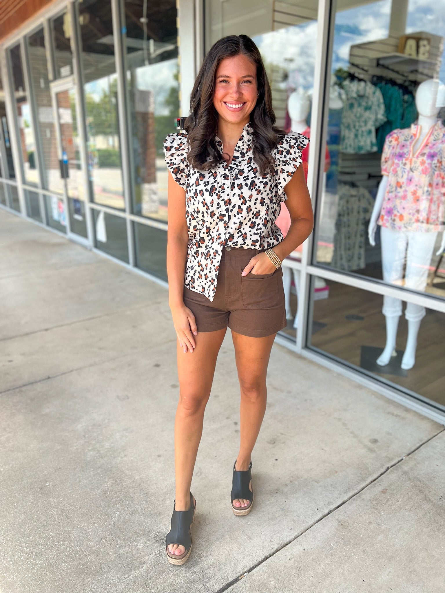Feeling So Free Ecru Animal Print Button Up Top - A'Bekah's Boutique
