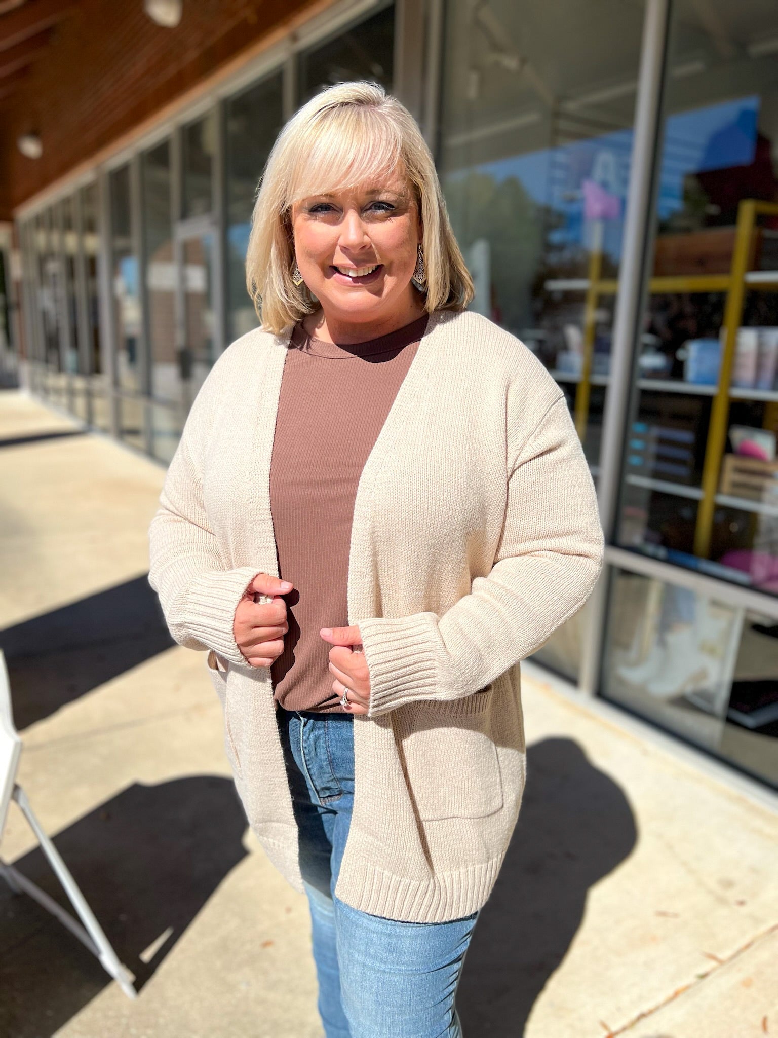 Find Me Heather Beige Open Front Cardigan with Pockets - A'Bekah's Boutique