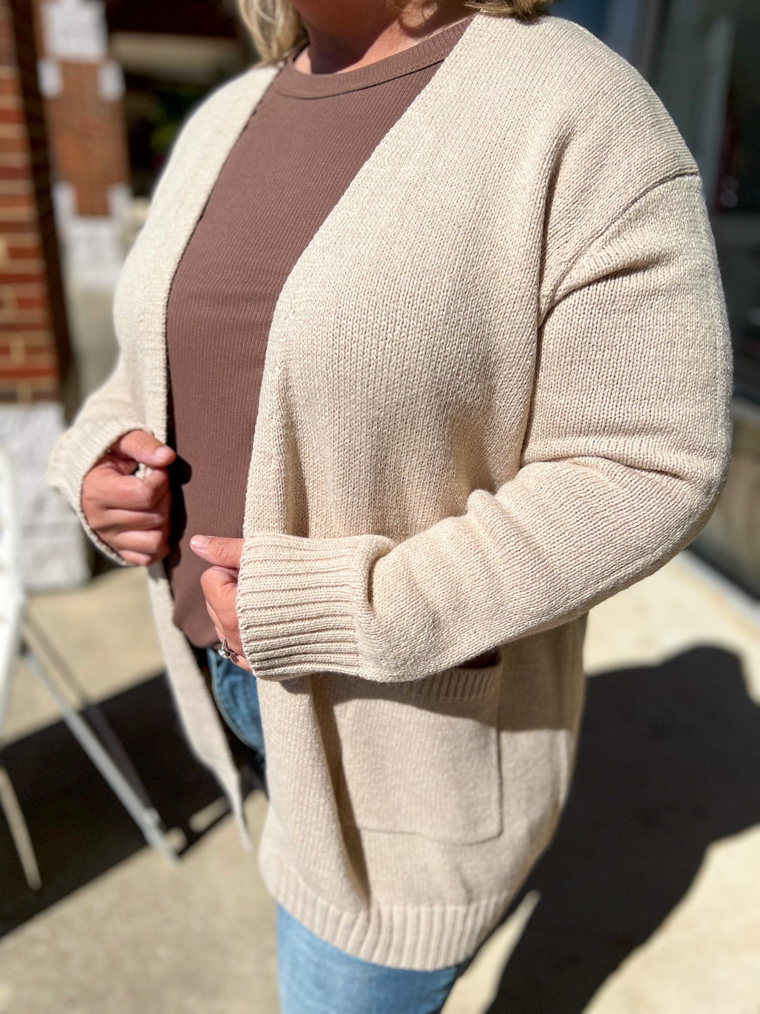 Find Me Heather Beige Open Front Cardigan with Pockets - A'Bekah's Boutique