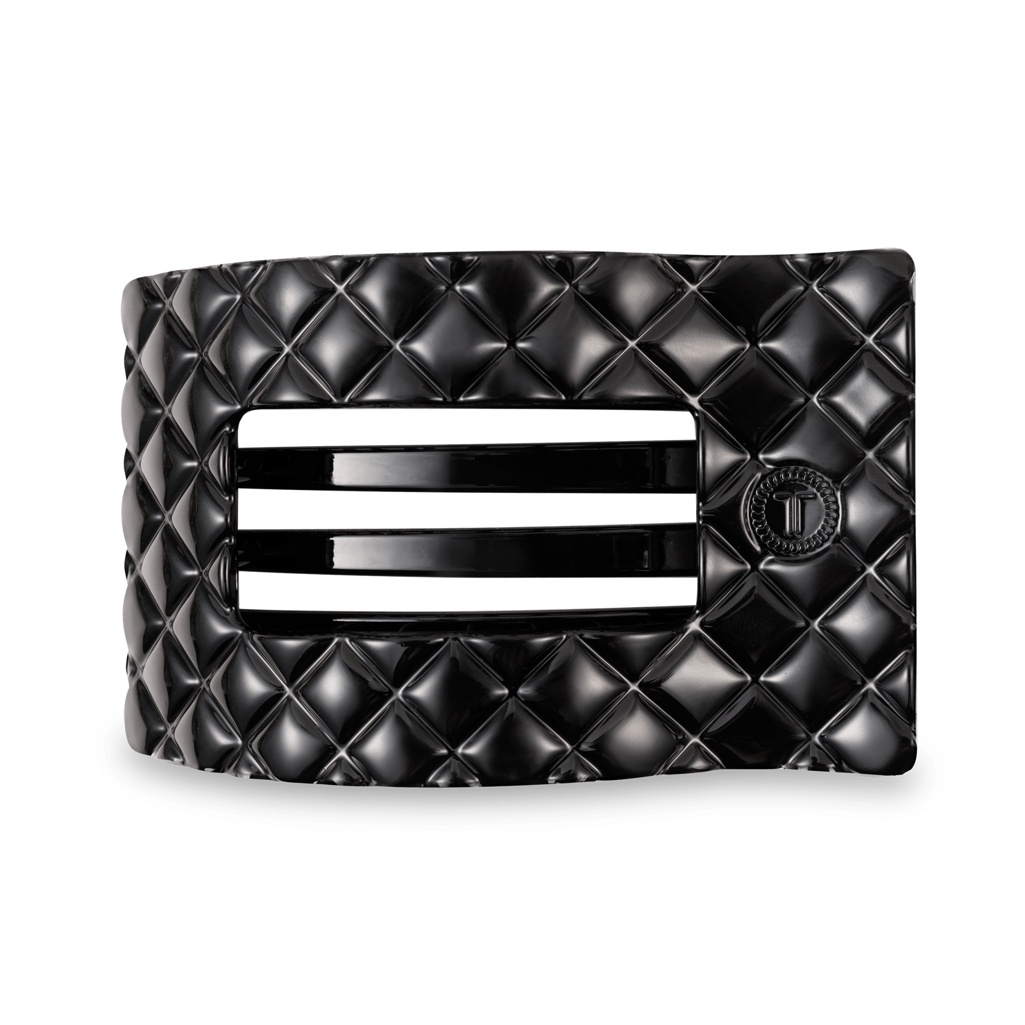 Flat Rectangle Hair Clip | Large | Jet Black Quilted - A'Bekah's Boutique