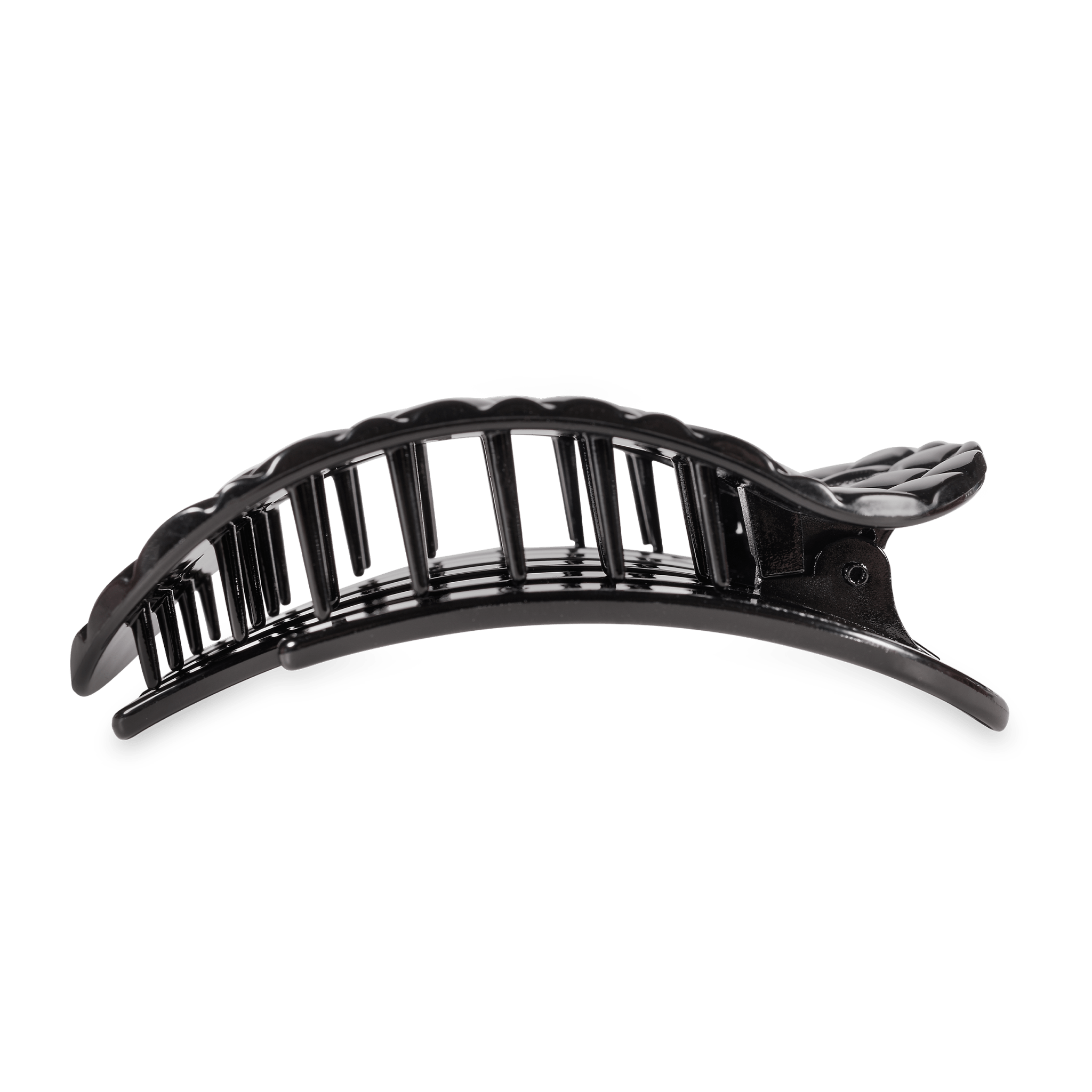Flat Round Hair Clip | Large | Jet Black Quilted - A'Bekah's Boutique