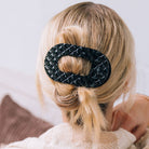 Flat Round Hair Clip | Large | Jet Black Quilted - A'Bekah's Boutique