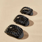 Flat Round Hair Clip | Large | Jet Black Quilted - A'Bekah's Boutique