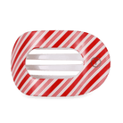 Flat Round Hair Clip | Large | Red & White Stripe - A'Bekah's Boutique