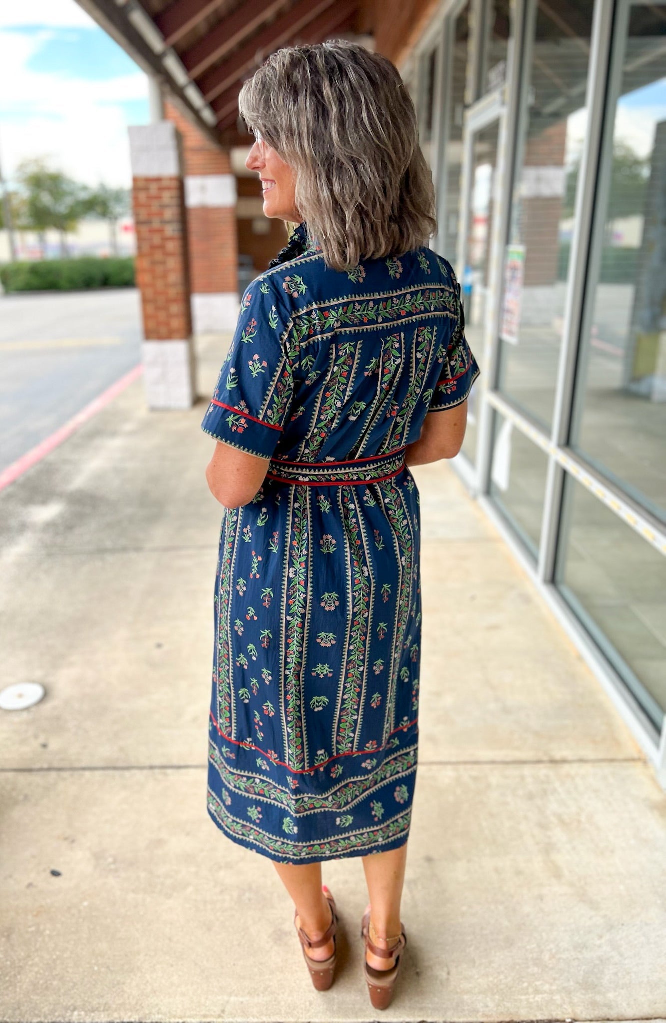 Free To Be Navy Floral Short Sleeve Midi Dress - A'Bekah's Boutique