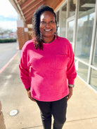 Fuchsia Brushed Hacci Hi - Low Hem Sweater - A'Bekah's Boutique