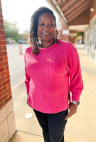 Fuchsia Brushed Hacci Hi - Low Hem Sweater - A'Bekah's Boutique