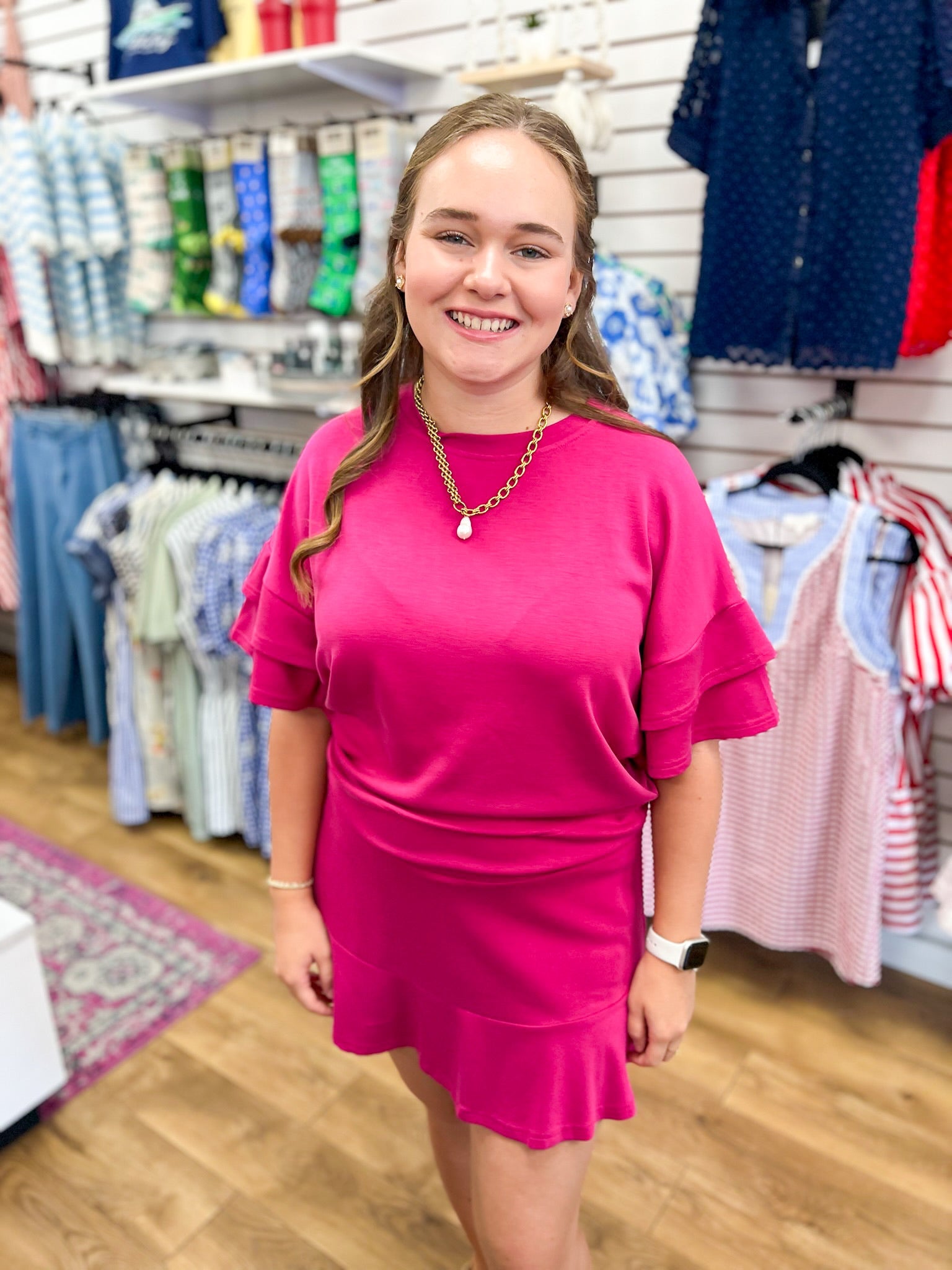 Fuchsia Luxeknit Matching Skort Set - A'Bekah's Boutique