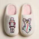 Fuzzy Christmas Slippers with Nutracker and Ornament - A'Bekah's Boutique