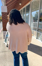 Gaining Confidence Taupe and Cream Sweater with Contrast Scalloped Trim (C) - A'Bekah's Boutique