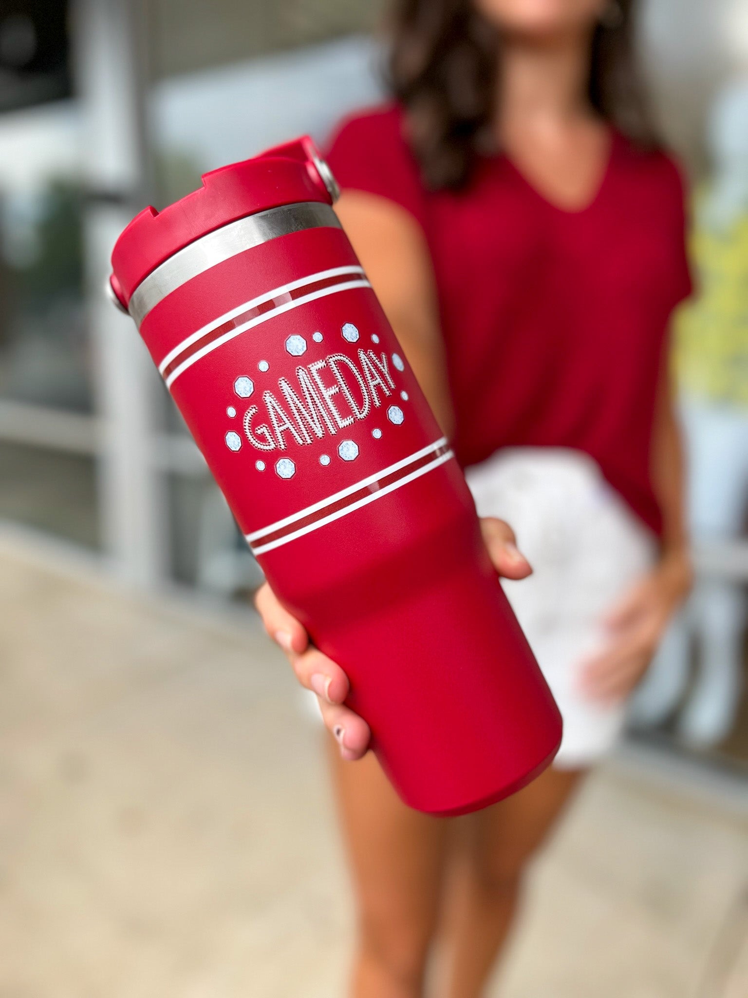 Gameday 30 oz Tumbler with Handle - A'Bekah's Boutique