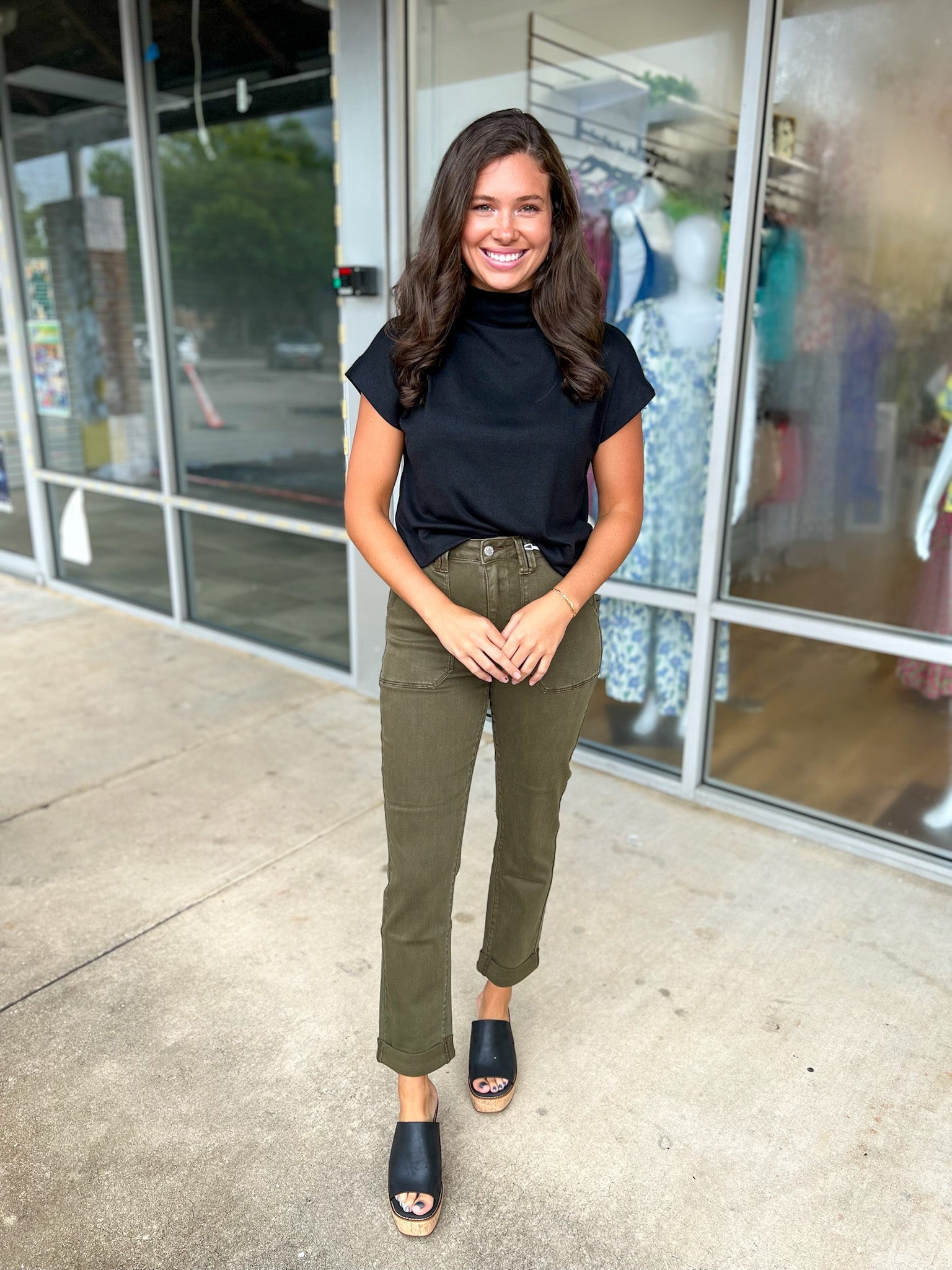 Get The Notion Black Short Sleeve Mock Neck Top - A'Bekah's Boutique