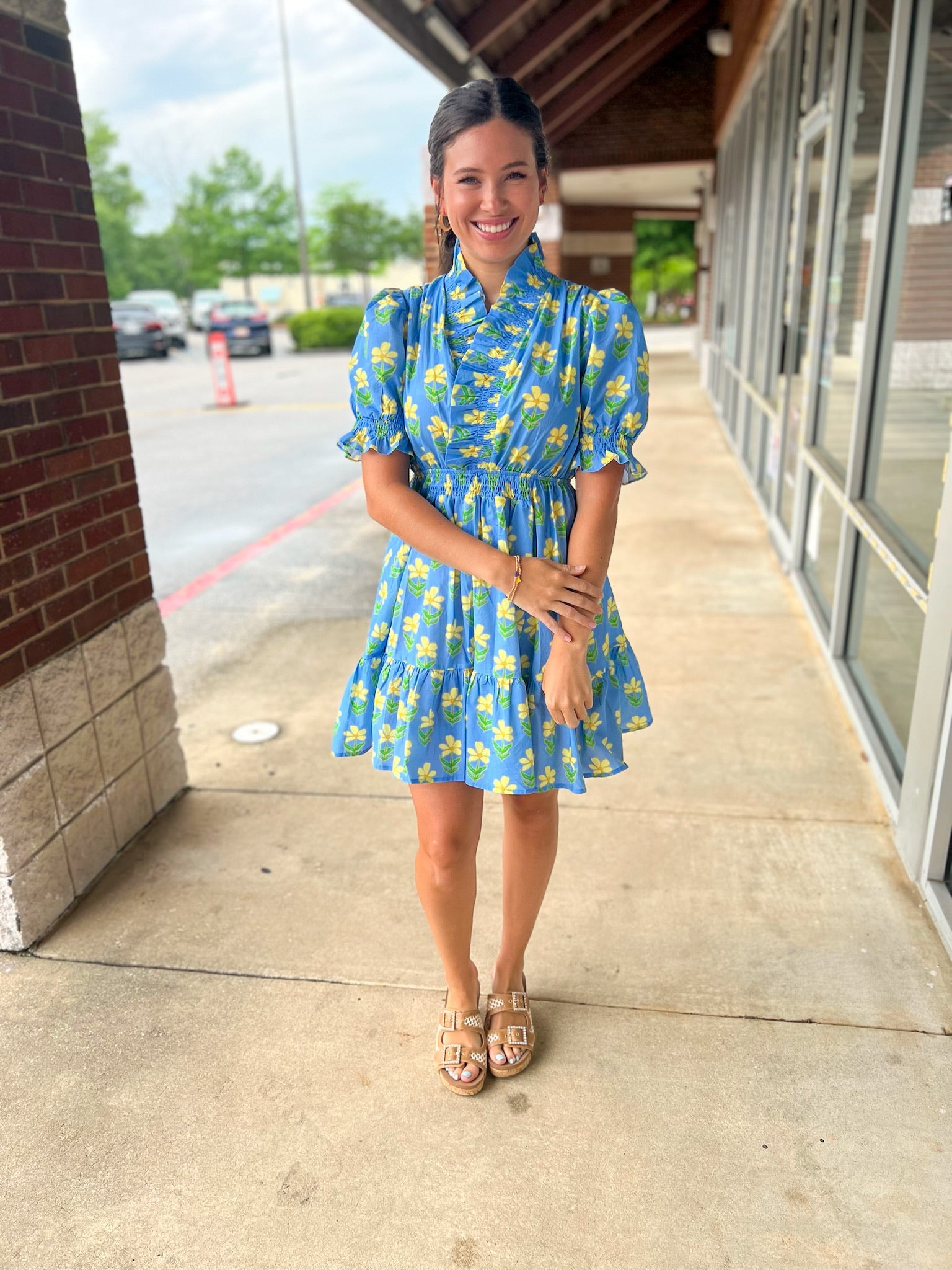Get Their Attention Blue Floral Tiered Dress - A'Bekah's Boutique