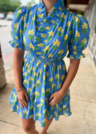 Get Their Attention Blue Floral Tiered Dress - A'Bekah's Boutique