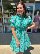 Get Their Attention Green Floral Tiered Dress - A'Bekah's Boutique