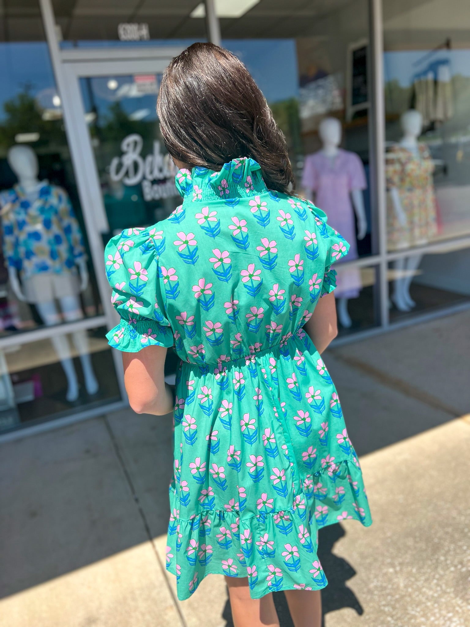 Get Their Attention Green Floral Tiered Dress - A'Bekah's Boutique